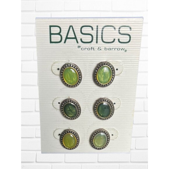 Croft & Barrow Earring Set Basics Green Studs Posts Earrings - Picture 1 of 3